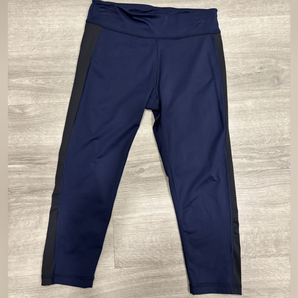 Tory Burch Sport Cropped Leggings Navy Blue Size Small